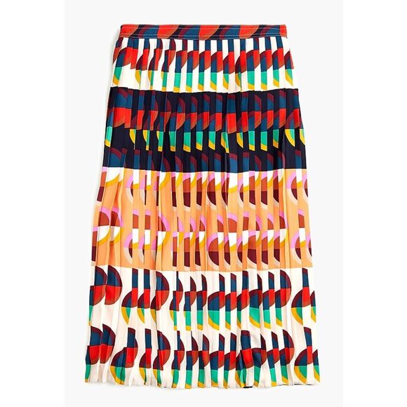 NWOT J Crew 365 Pleated midi skirt in art deco print, Sz 00, $295 - Picture 2 of 9